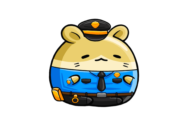 Cute Hamster Police Cartoon Vector Graphic