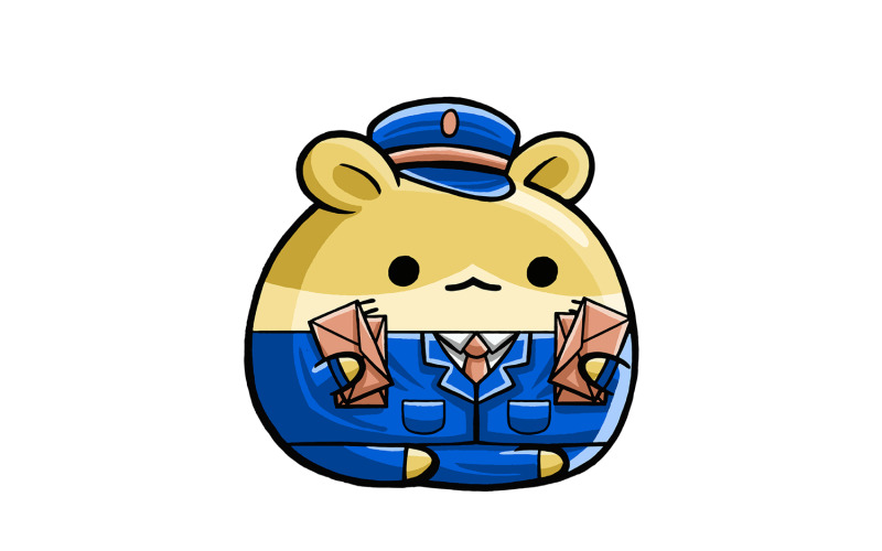 Cute Hamster Postman Cartoon Vector Graphic