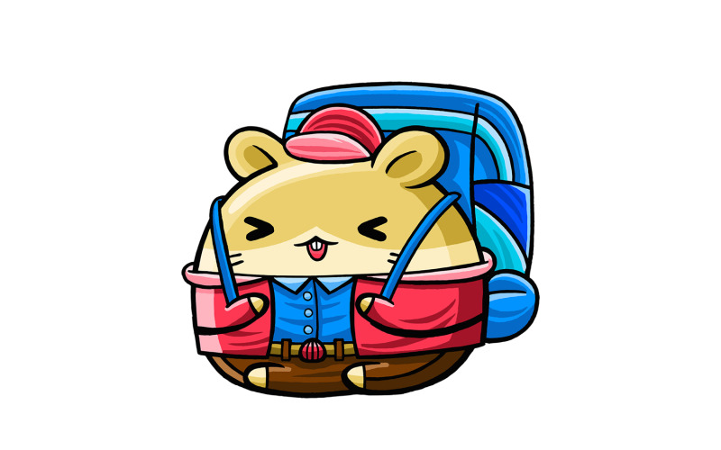 Cute Hamster Traveller Cartoon Vector Graphic