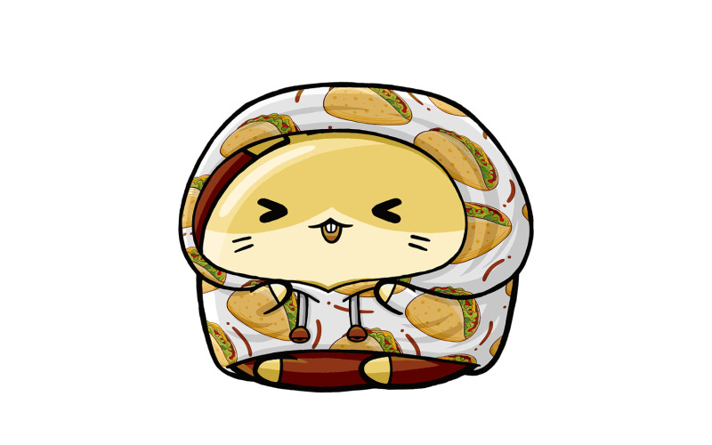 Cute Hamster Fast Food Cartoon 07 Vector Graphic