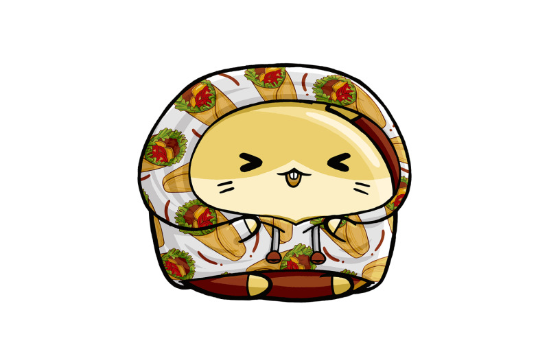 Cute Hamster Fast Food Cartoon 08 Vector Graphic