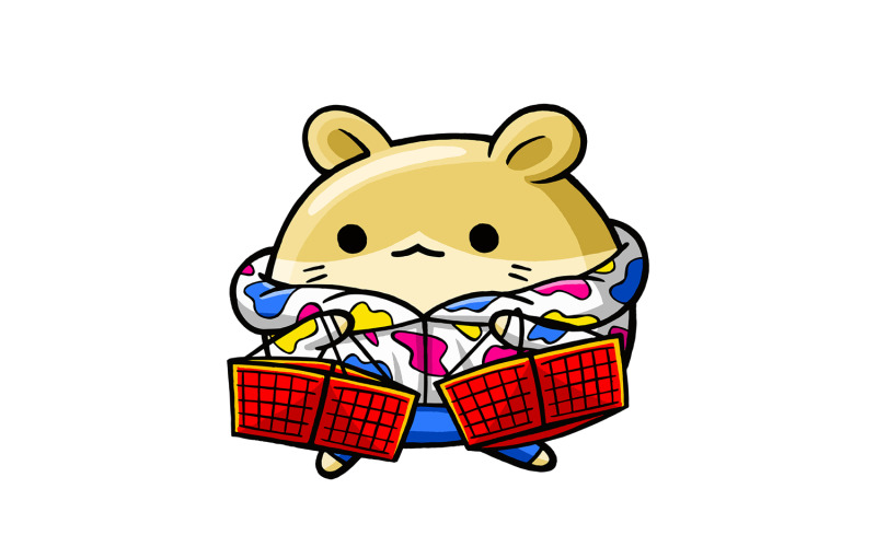 Cute Hamster Shopper Cartoon 02 Vector Graphic