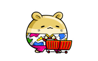 Cute Hamster Shopper Cartoon 03