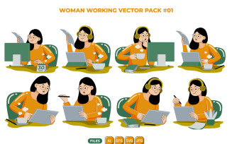 Woman Working Vector Pack 01
