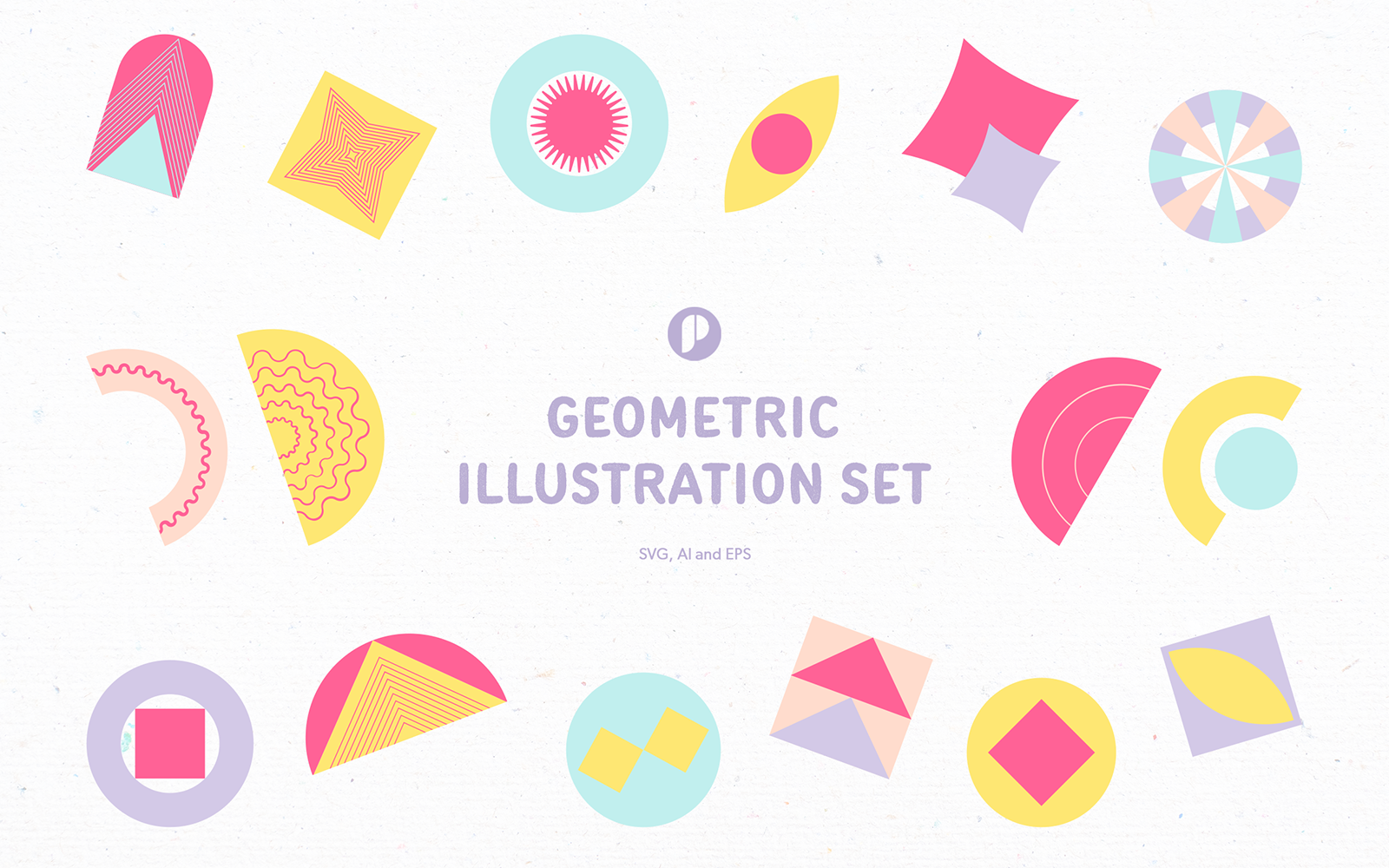 Colorful & cheerful geometric illustration set