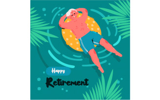 Hand Drawn Retirement Greeting Card Illustration