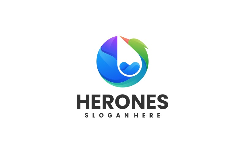 Heron Gradient Logo Style 9 Logo Template