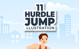 11 Hurdle Long Jump Sportsman Illustration