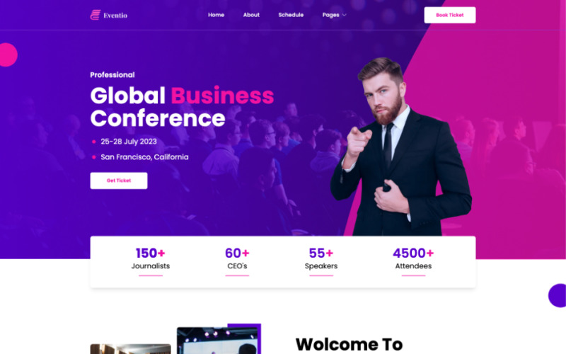 Eventio - React Event Conference & Meetup Template Website Template