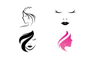 hair woman and face logo symbols V10
