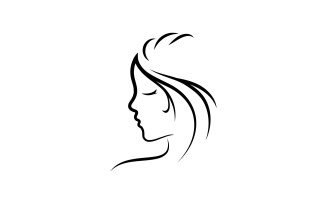 hair woman and face logo symbols V1