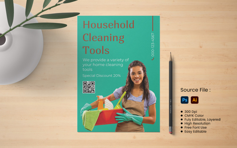 Household Cleaning Tools Template Corporate Identity