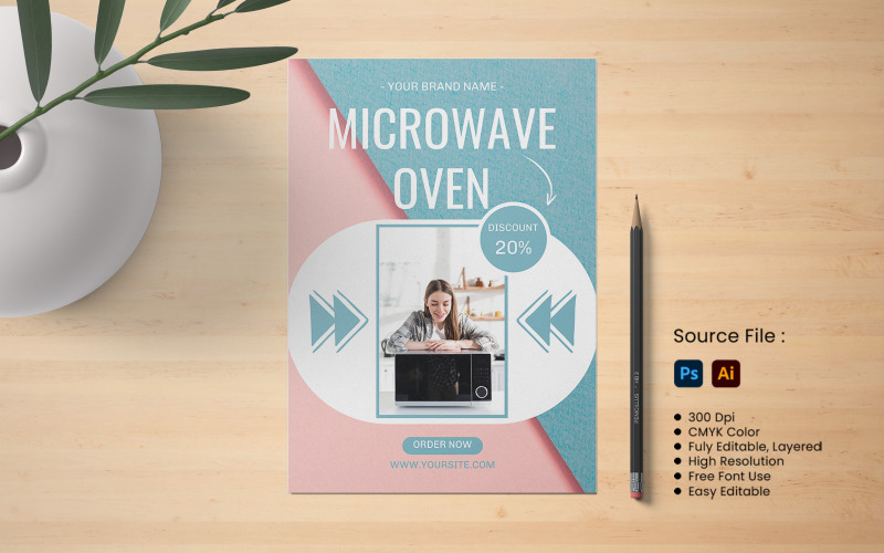 Microwave Oven Flyer Template Corporate Identity