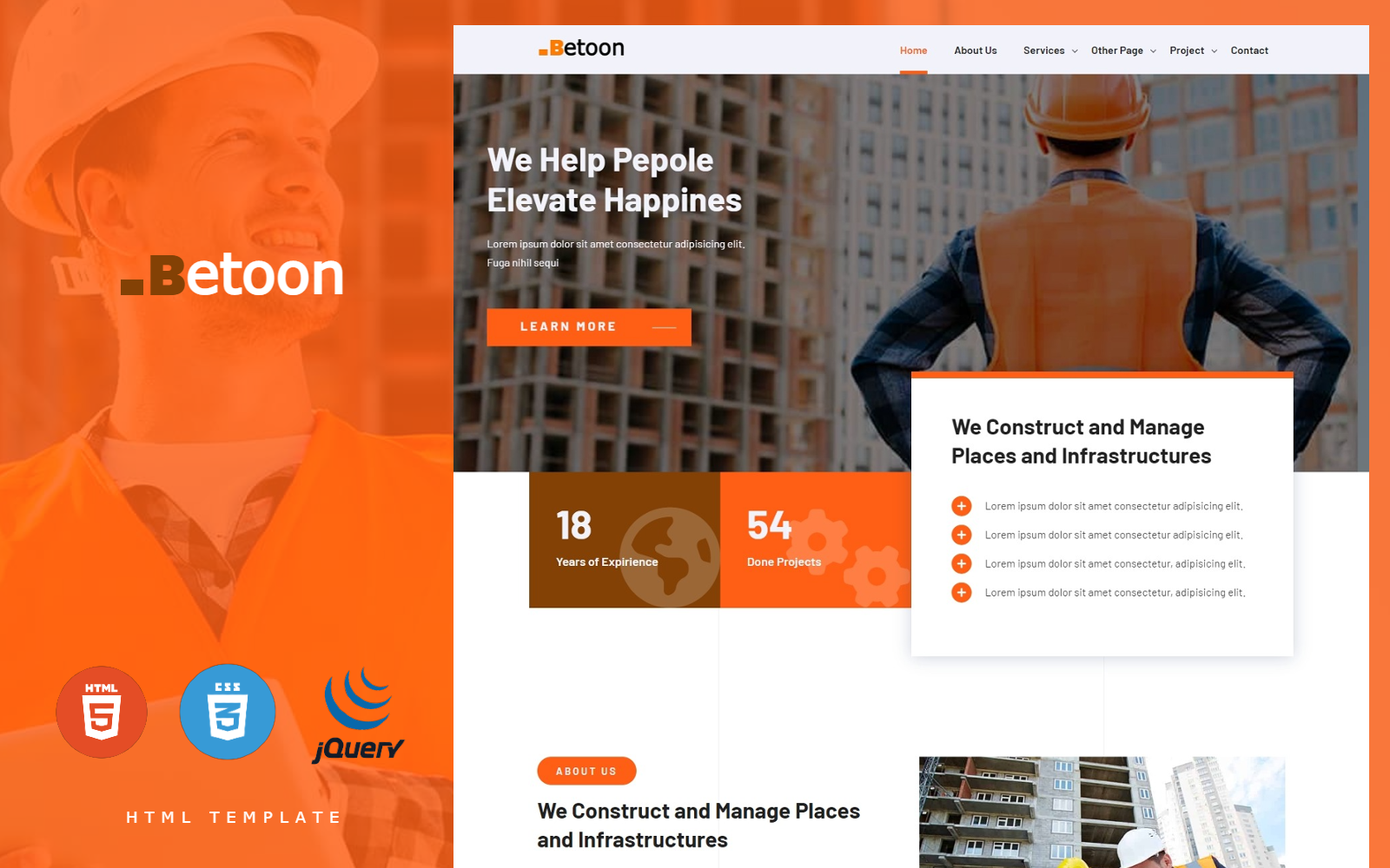 Betoon - Multipurpose Construction Bootstrap Html Template