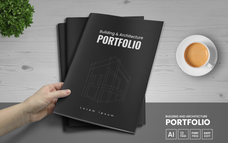 Building and Architecture Portfolio Template, Interior portfolio design Corporate Identity