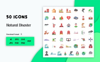 Icon Pack: Natural Disaster (50 Icons)