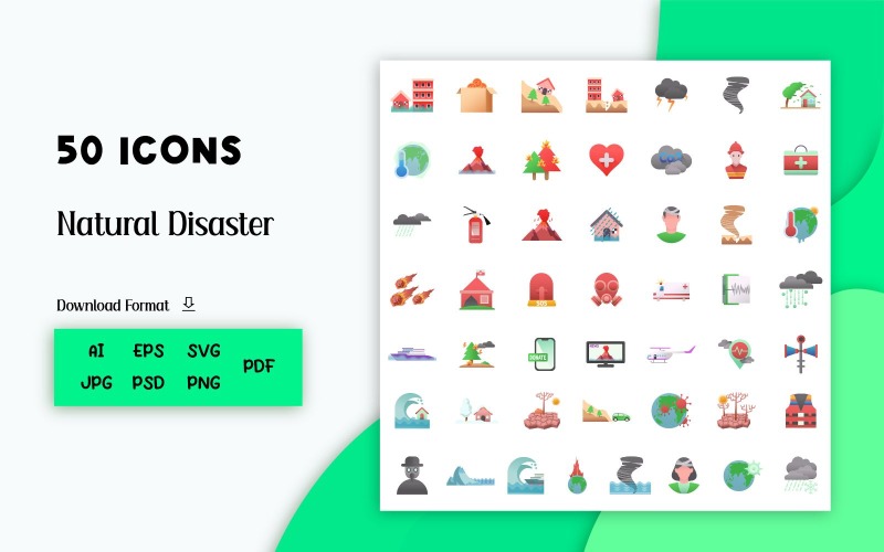 Icon Pack: Natural Disaster (50 Icons) Icon Set
