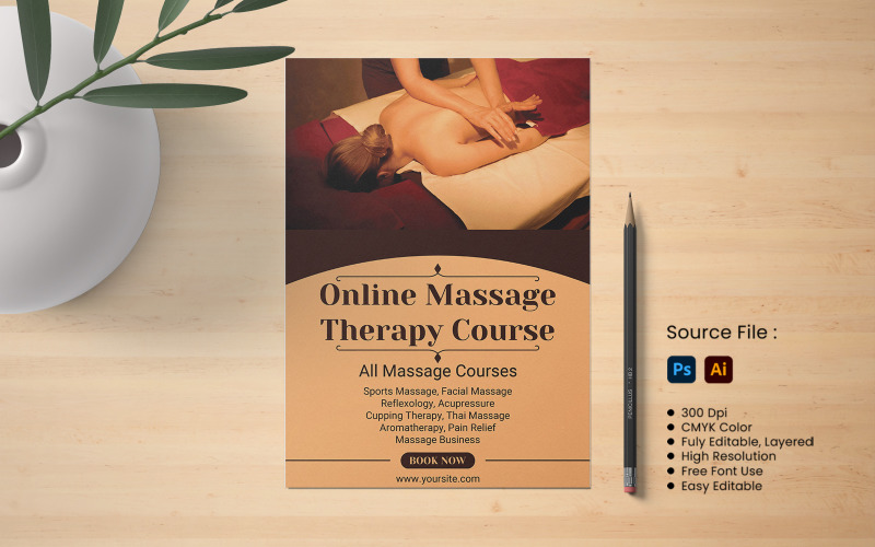 Online Massage Therapy Flyer Corporate Identity