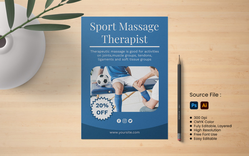 Sport Massage Therapist Flyer Corporate Identity