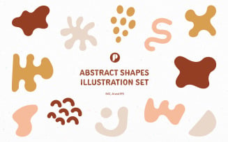 Warm tone abstract shapes illustration set
