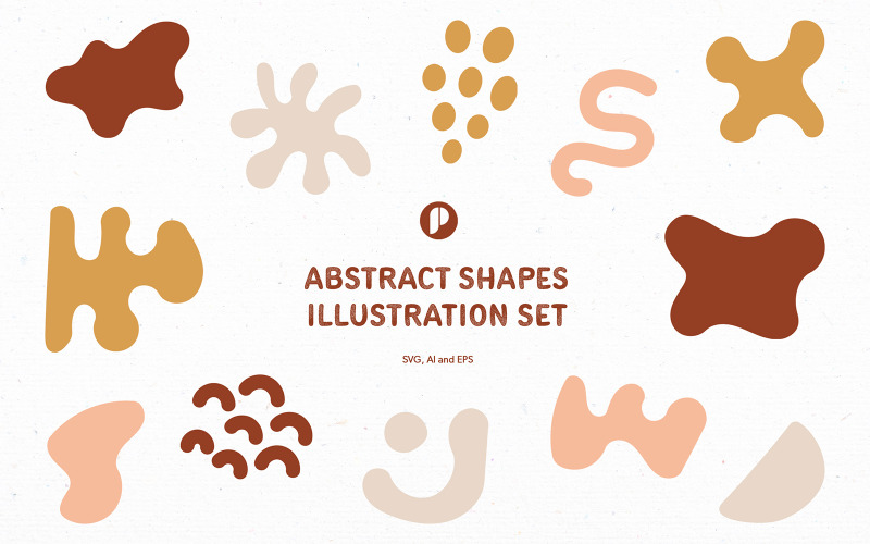 Warm tone abstract shapes illustration set Illustration