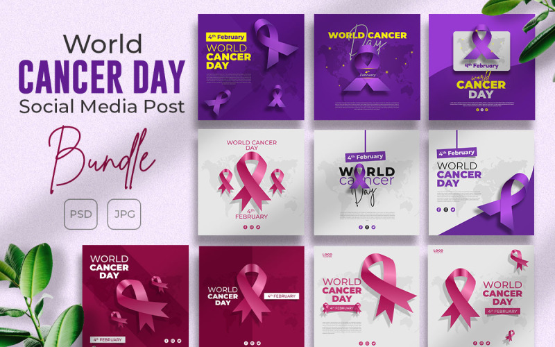 World Cancer Day Social Media Post Bundle