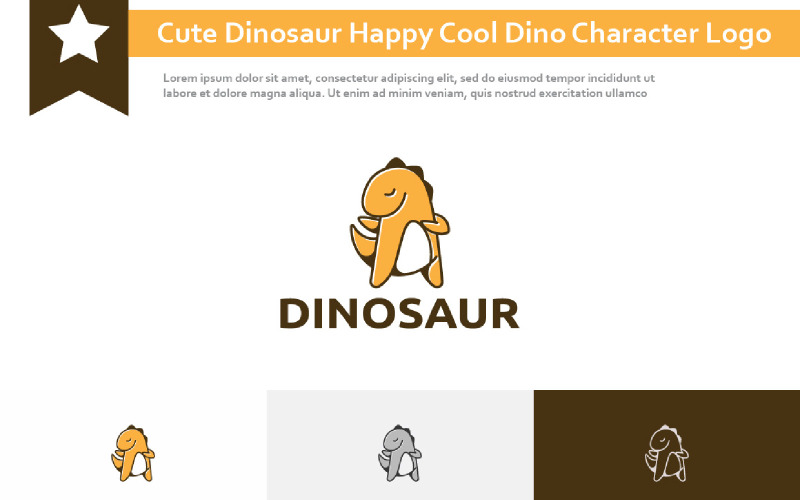 Cute Dinosaur Happy Cool Dino Mascot Character Logo Logo Template
