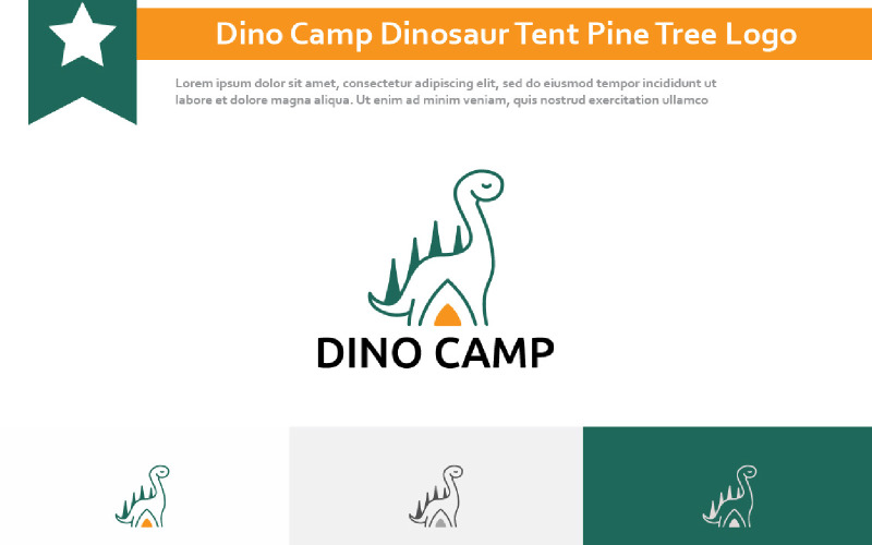 Dino Camp Dinosaur Tent Pine Tree Mountain Logo Logo Template