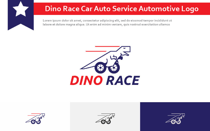 Dino Race Dinosaur Car Auto Service Automotive Vehicle Logo Logo Template