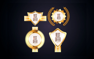 Golden badges seal quality labels. sale medal badge premium stamp idea