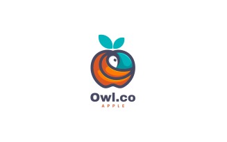 Owl Apple Simple Logo Style