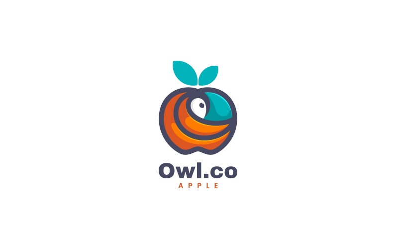 Owl Apple Simple Logo Style Logo Template