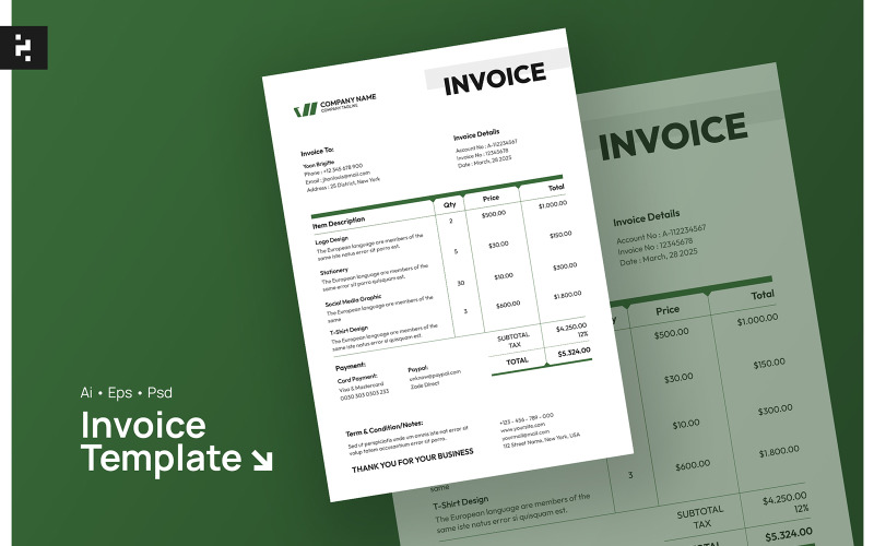 Simple Clean Invoice Templates Corporate Identity