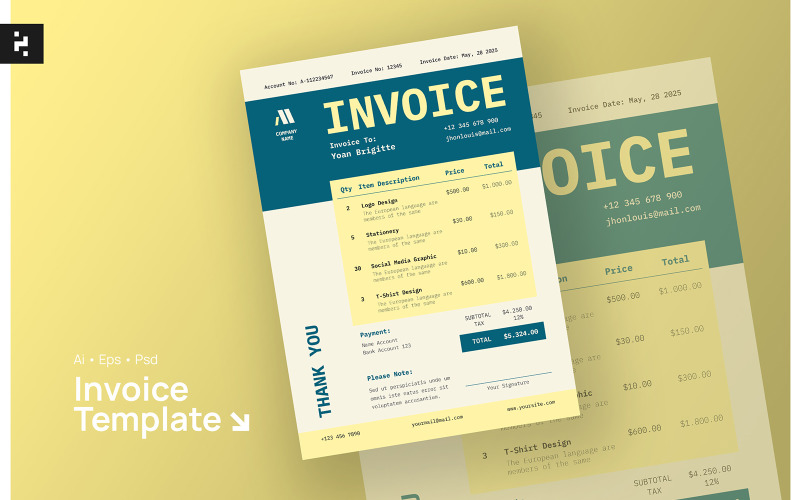 Simple Minimal Invoice Template Corporate Identity