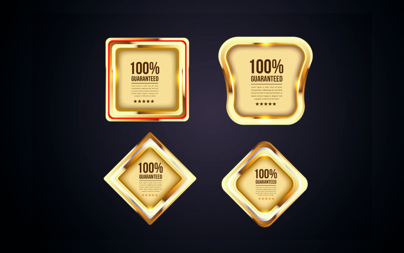 Vector gold badges seal quality labels. sale medal badge premium stamp idea Illustration