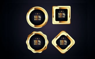 Vector gold badges seal quality labels. sale medal badge premium