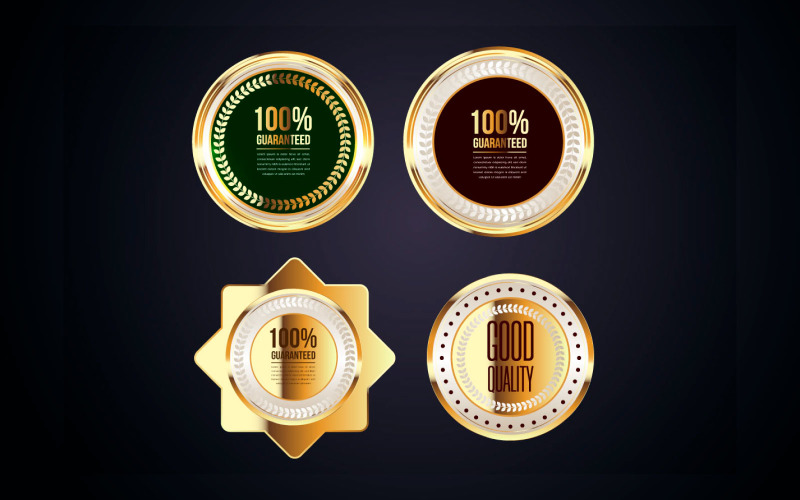 Vector golden badges seal quality labels. sale medal badge premium stamp Illustration
