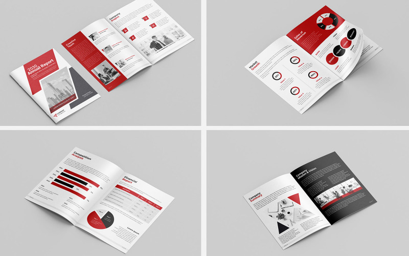 Business Brochure Template or Red Annual Report Layout Corporate Identity