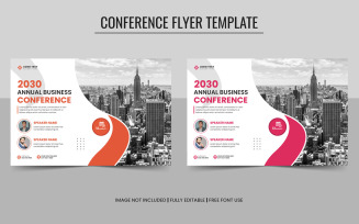 Business Conference or Webinar Horizontal Flyer and Invitation Banner Template
