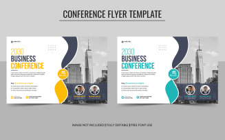 Business Conference or Webinar Horizontal Flyer Template and Invitation Banner Design