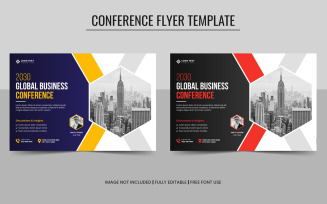 Creative Business Conference or Webinar Horizontal Flyer Template and Event Banner Template Design