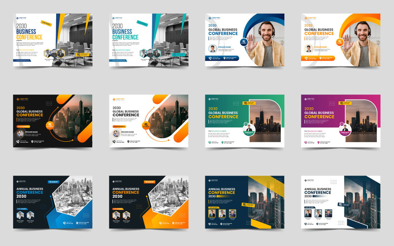 Horizontal Corporate Business Conference Flyer Bundle and Invitation Banner Template Design Corporate Identity