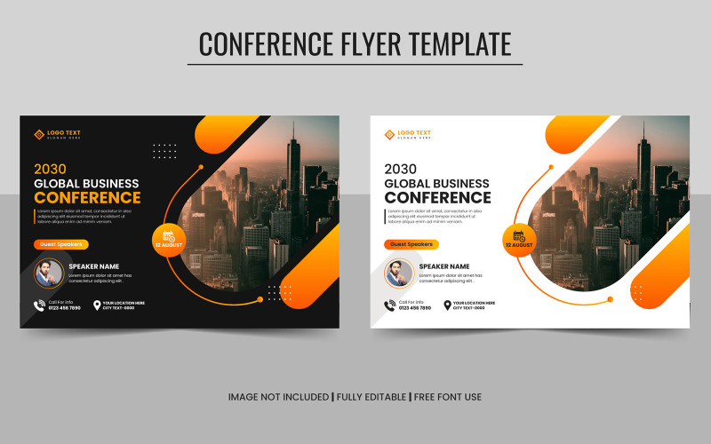 Horizontal Corporate Business Conference Flyer Template and Invitation Banner Design Corporate Identity