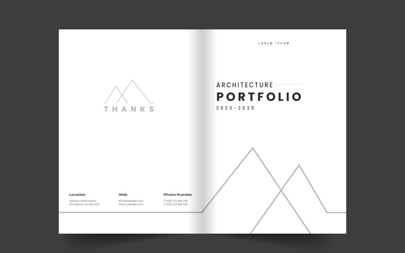 Building and Architecture Portfolio Template or Brochure Cover Layout. Book cover template Corporate Identity