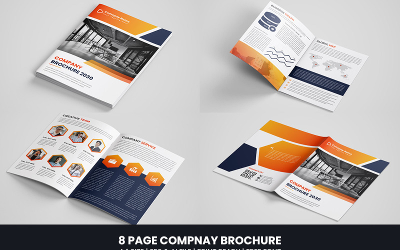 Company profile brochure template corporate 8 pages brochure design Corporate Identity