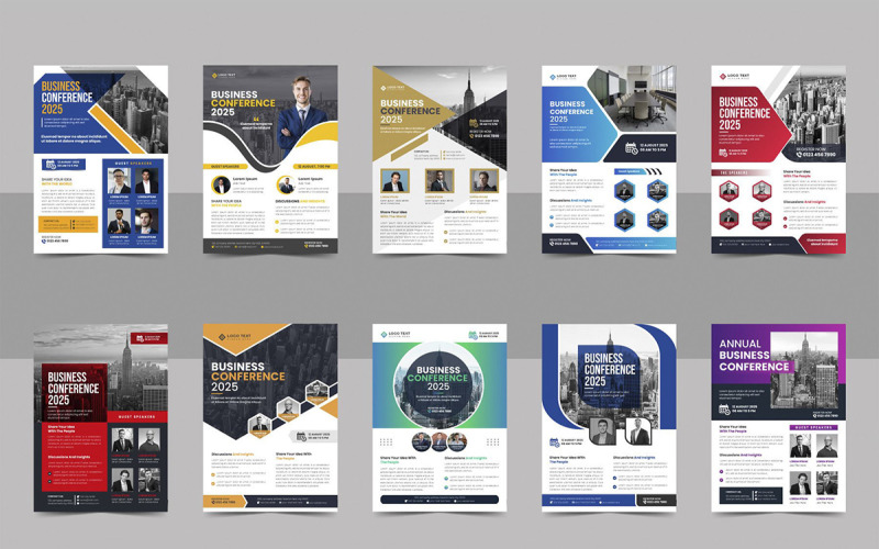 Corporate annual business conference flyer template bundle Corporate Identity