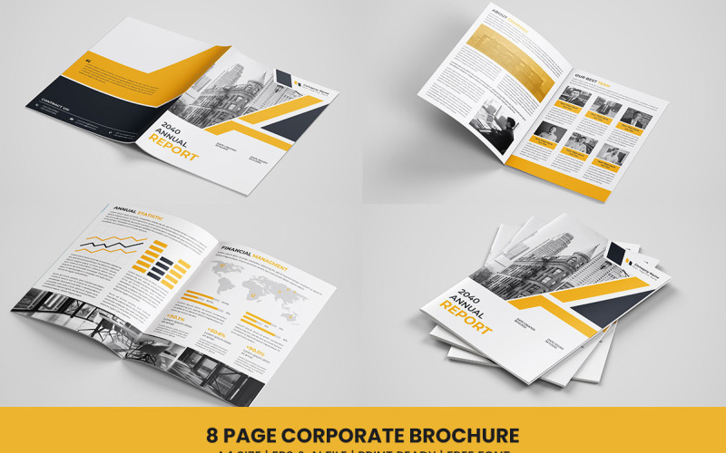 Corporate annual report template and company profile brochure layout design Corporate Identity