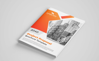 Corporate company profile template design. Abstract orange shape business brochure template