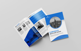 Minimal blue color shape business brochure template