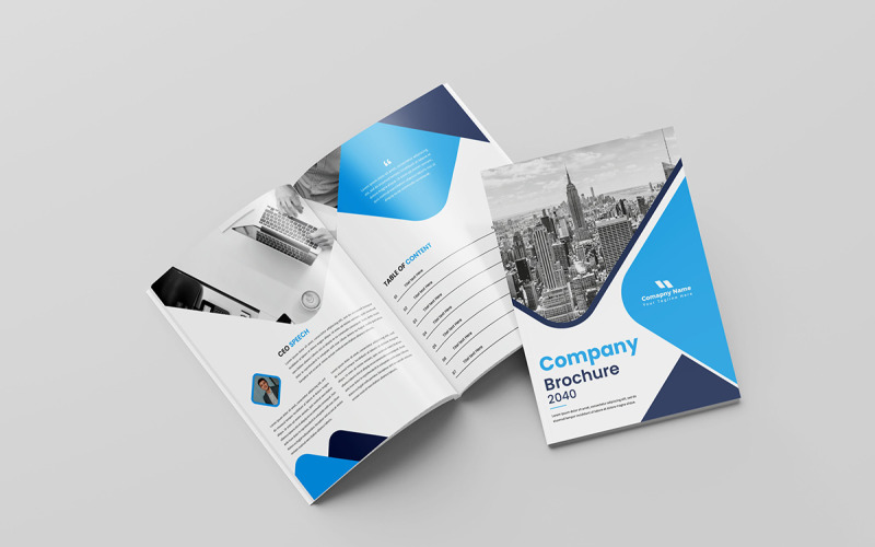 Minimal blue shape business brochure template. Corporate company profile template design Corporate Identity